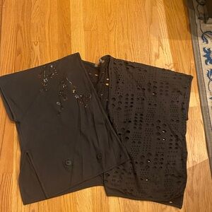 Blue Fish Black Women's top with Embroidered Detail